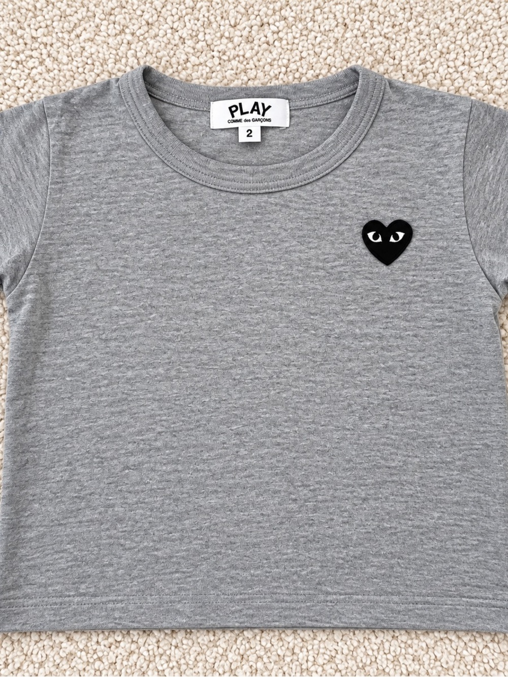 Comme des Garcons PLAY Kids Grey Tee with Black Heart